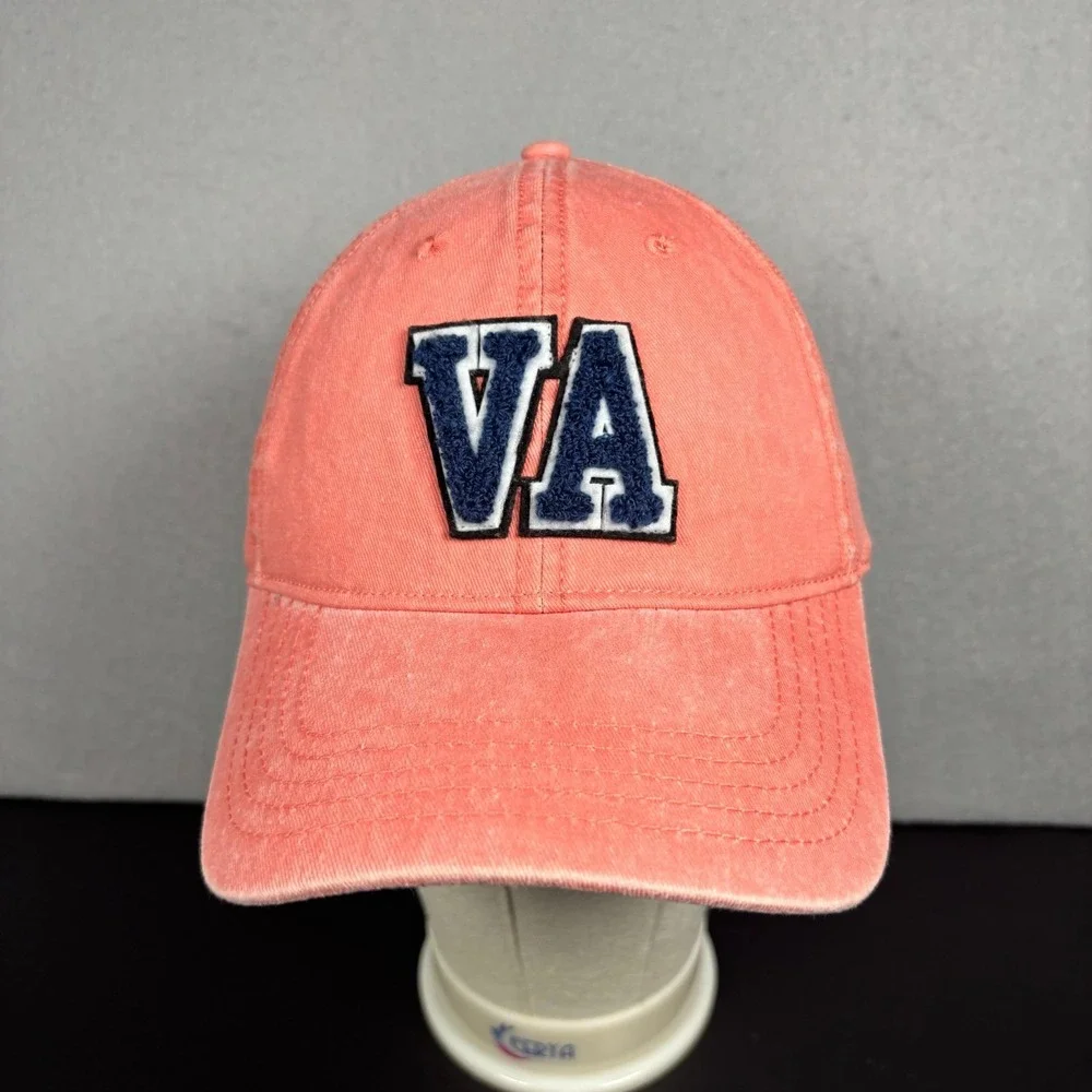 VA Virginia Hat Cap Washed Orange/ Pink Strapback Baseball Cap Unisex Adult OSFM